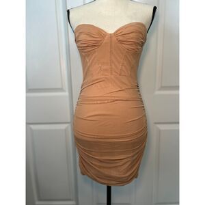 NWT‎ Princess Polly Atticus Strapless Mini Dress Brown Bodycon Size 6 Nude Color